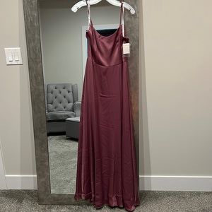 crepe-back satin spaghetti strap dress